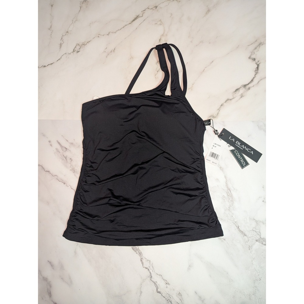 La Blanca Island‎ Goddess One Shoulder Tankini Top Black LB1IG82 Tummy Control 8